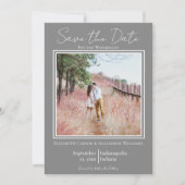 Grijze Minimalistische Foto Save The Date (Voorkant)