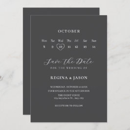 Grijze minimalistische kalender om de datum op te  save the date