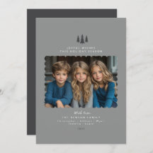 Grijze minimalistische moderne foto kerst Kaart