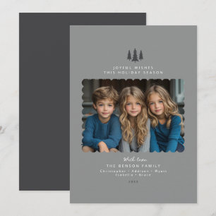 Grijze minimalistische moderne foto kerst Kaart