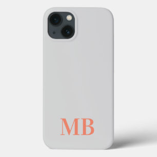 Grijze Minimalistische Moderne Initiaal Monogram Case-Mate iPhone Case