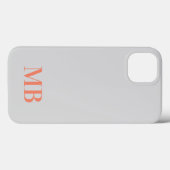 Grijze Minimalistische Moderne Initiaal Monogram Case-Mate iPhone Case (Achterkant (horizontaal))