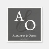 Grijze minimalistische monogram bruiloft servet (Voorkant)