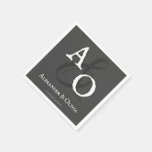 Grijze minimalistische monogram bruiloft servet (Hoek)