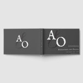 Grijze Minimalistische Monogram Trouw Gastenboek (Volledig)