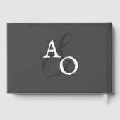 Grijze Minimalistische Monogram Trouw Gastenboek (Achterkant)