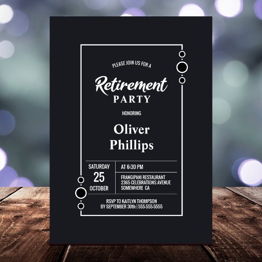 Grijze minimalistische pensioneringspartij kaart