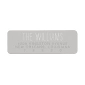 Grijze minimalistische retouradreslabels etiket (Voorkant)
