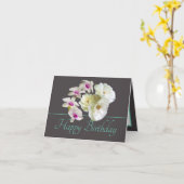 Grijze Mint Boeket Witte Rozen Orchideeën Verjaard Kaart (Gele Bloem)