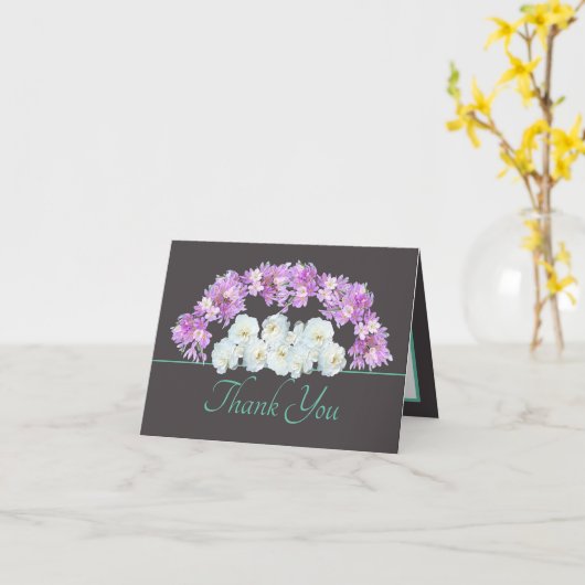 Grijze Mint Chic Rozen Crocuses Garland Dank u Kaart (Gele Bloem)