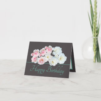 Grijze Mint Chique Boeket Wit Roze Rozen Verjaarda Kaart