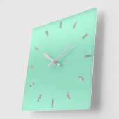 Grijze Mint Green Pastel Ombre Minimale Glitter Vierkante Klok (Hoek)
