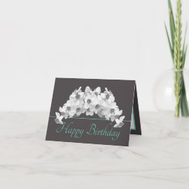 Grijze Mint Witte narcissen Boeket Happy Birthday Kaart