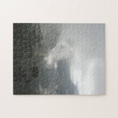 Grijze mistige wolken boven de bergen legpuzzel (Horizontaal)