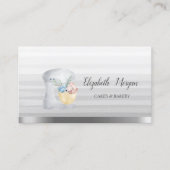 Grijze Mixer Bloemen Stripe Ombre Bakkerij Visitekaartje (Voorkant)