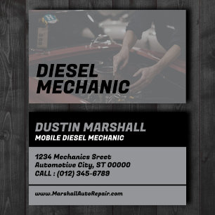 Grijze mobiele dieselmachinist visitekaartje