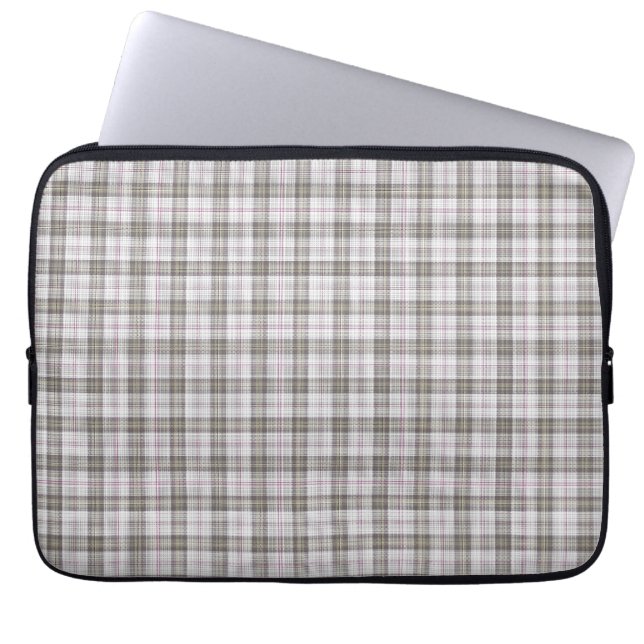 Grijze mode tartan laptop sleeve (Voorkant)