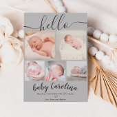 Grijze moderne 5-rasterfoto baby bevallen aankondiging