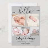 Grijze moderne 5-rasterfoto baby bevallen aankondiging (Voorkant)