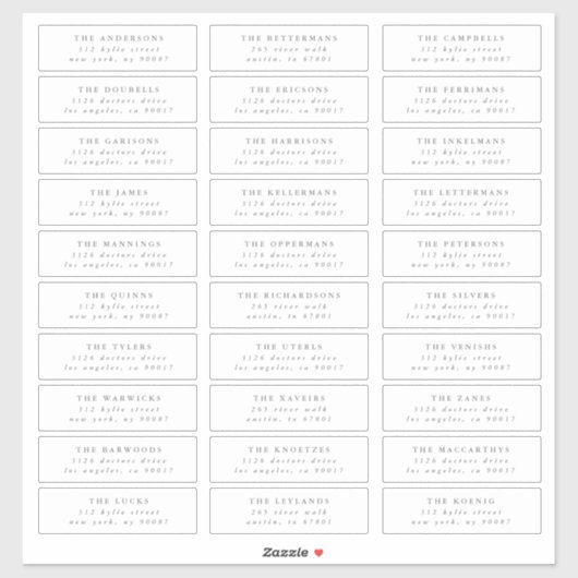 Grijze, moderne adresetiketten voor individuele br sticker (Vel)