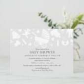 Grijze moderne babyshower uitnodiging (Staand voorkant)