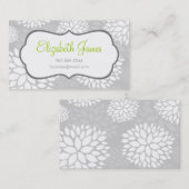 Grijze moderne bloemen visitekaartje (Voorkant / Achterkant)