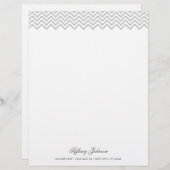 Grijze moderne Chevron Border Custom Briefhoofd (Voorkant / Achterkant)