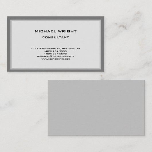 Grijze, moderne, eenvoudige aantrekkelijke minimal visitekaartje (Voorkant / Achterkant)