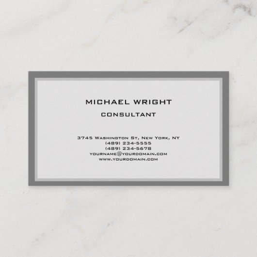 Grijze, moderne, eenvoudige aantrekkelijke minimal visitekaartje (Voorkant)