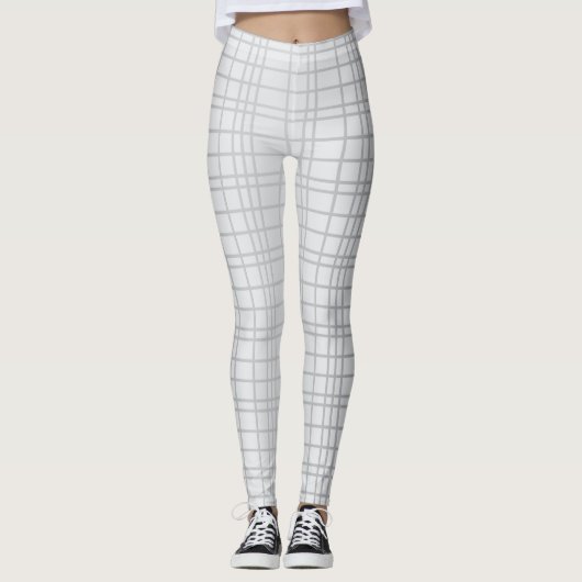 Grijze, moderne, eenvoudige, koele trendrasterlijn leggings (Voorkant)