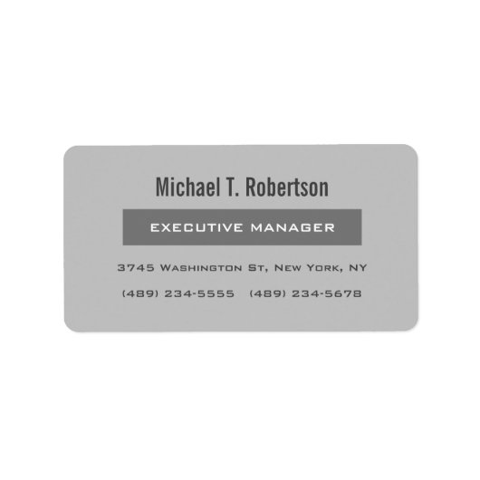 Grijze moderne eenvoudige minimalistisch etiket (Voorkant)