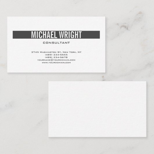Grijze, moderne eenvoudige minimalistische visitekaartje (Voorkant / Achterkant)