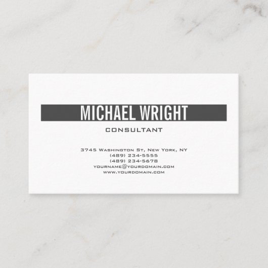 Grijze, moderne eenvoudige minimalistische visitekaartje (Voorkant)