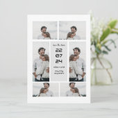 Grijze moderne elegante fotocollage save the date kaart (Staand voorkant)