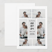 Grijze moderne elegante fotocollage save the date  kaart (Voorkant / Achterkant)