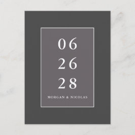 Grijze moderne minimalistische bruiloft sparen de  briefkaart