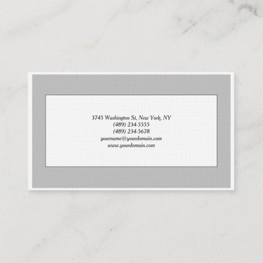 Grijze, moderne minimalistische platte munt visitekaartje (Achterkant)