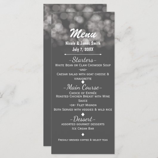 Grijze moderne minimumverlichting Elegant Glam Par Menu (Voorkant / Achterkant)