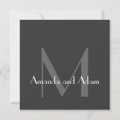 Grijze moderne monogram-weddenschappen kaart (Achterkant)