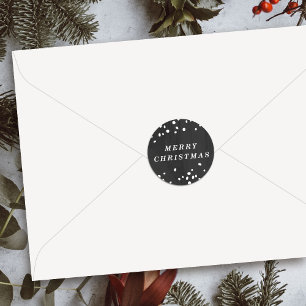 Grijze moderne sneeuwbol sticker 'Prettig Kerstfee