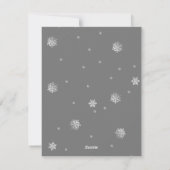 Grijze moderne sneeuwvlokken platte kerstkaart (Achterkant)