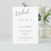 Grijze moderne typografie bruids douche uitnodigin kaart (Staand voorkant)