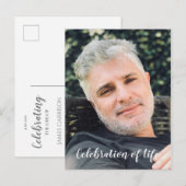 Grijze Moderne Viering Van Het Leven Met Foto-Fune Briefkaart (Voorkant / Achterkant)