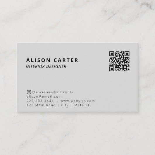 Grijze moderne Visitekaartjes | QR & LOGO | Opvall (Voorkant)