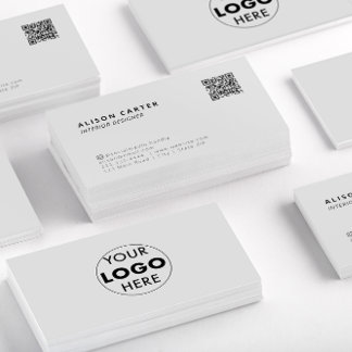 Grijze moderne Visitekaartjes | QR & LOGO | Opvall