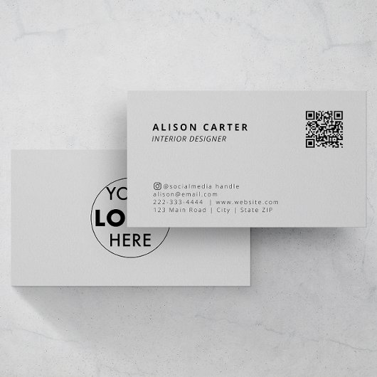Grijze moderne Visitekaartjes | QR & LOGO | Opvall