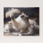 Grijze Moeder Ragdoll Kat en Kittens Legpuzzel (Horizontaal)