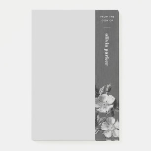 Grijze monochromatische bloemen bloemennotities post-it® notes