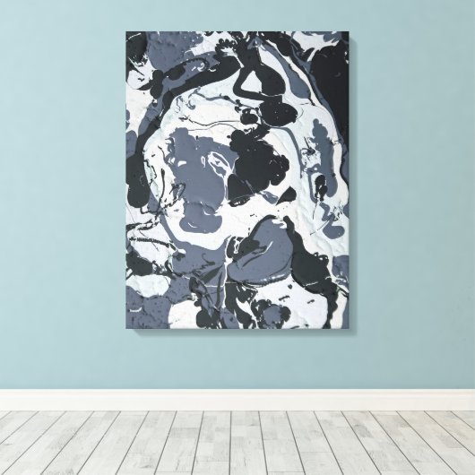 Grijze monochrome abstracte schaduwen canvas afdruk (Insitu (Houten vloer))