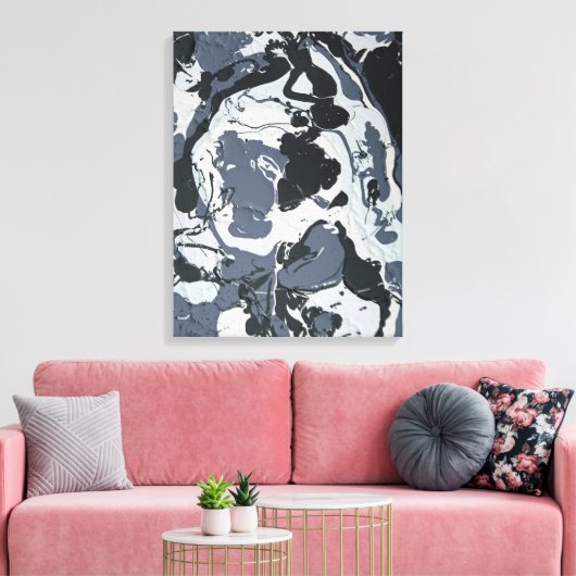 Grijze monochrome abstracte schaduwen canvas afdruk (Insitu (Woonkamer))